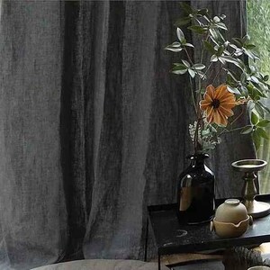 Natural terracotta Pure Cotton Panels Custom Window Treatment/ Boho Stonewashed 20 Colors/ Door drapery for Living Room Home Decor Dark Grey