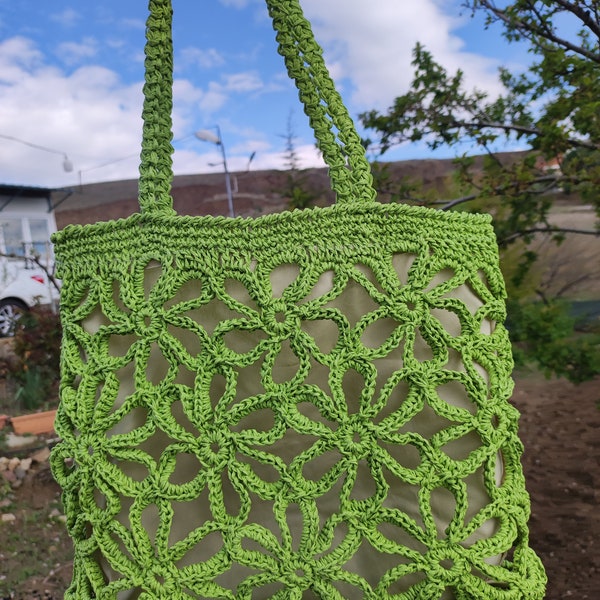Hand knit shoulder bag