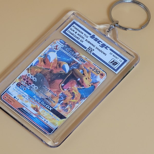 Mini Charizard GX Keychain Slab Graded Pokemon Card