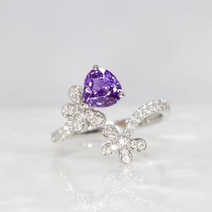 18k white gold natural pink sapphire/Real Padparadscha ring/pink sapphire engagement ring/Handmade pear pink sapphire ring/Pink gem ring
