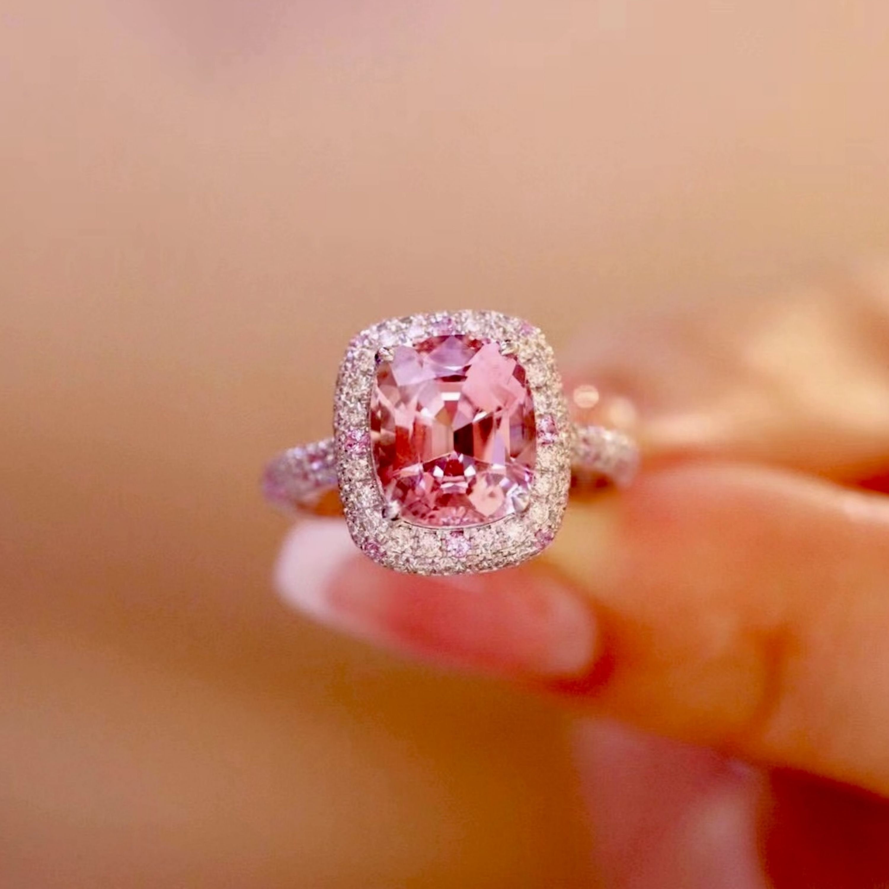 18k White Gold Genuine Pink Tourmaline Ring/art Deco Diamond Tourmaline — free download