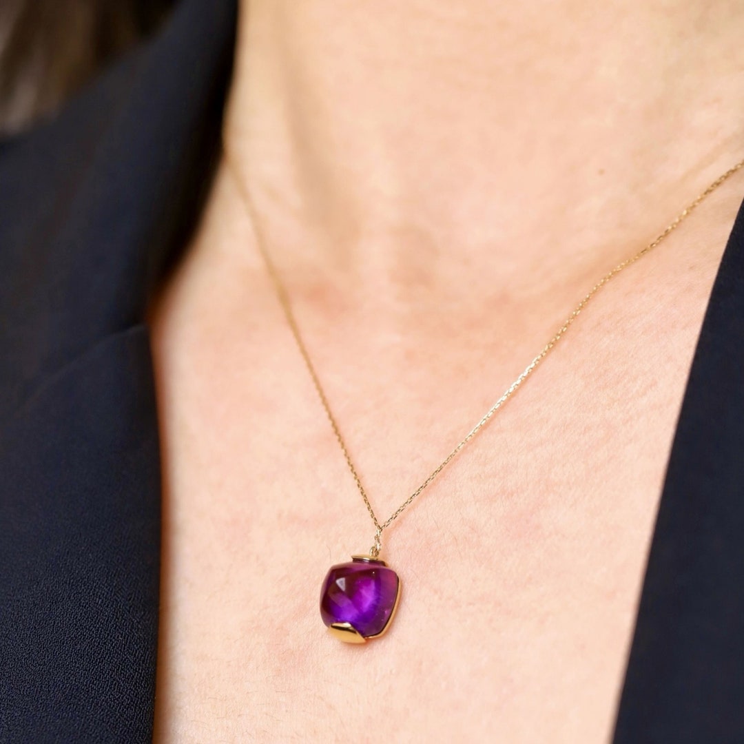Amethyst Crystal and Sculptured Art Necklace by Amanda Alarcon- Hunter main image 1