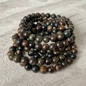 Rare Phlogopite Biotite Mica Crystal Bead Bracelet 8mm / Natural Handmade Crystal Healing Gemstone Jewellery / Gifts for Men Women