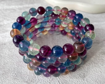 Fluorite Crystal Bracelet 8mm  - Unique Crystal Healing Gemstone Jewellery / Gift / Handmade /  Gifts for her