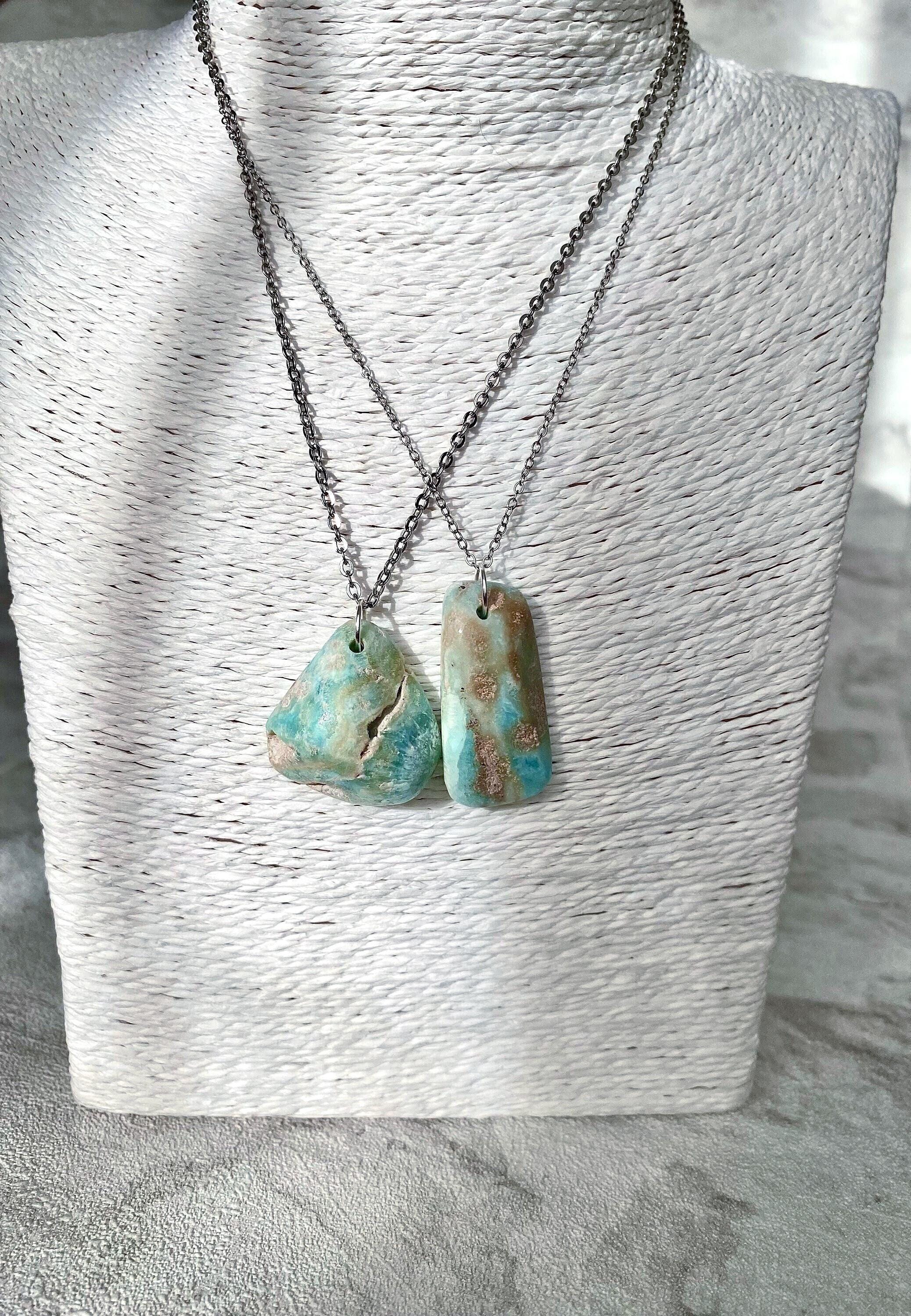 Caribbean Calcite Pendant Silver Necklace - Crystal Healing Natural Handmade Gemstone Jewellery / Handmade Crystal Gifts