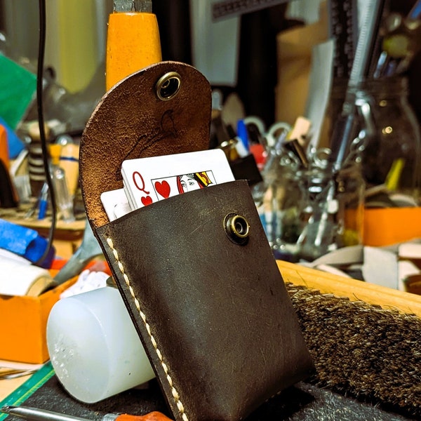 Leather Playing cards case - 100% Handmade - genuine leather