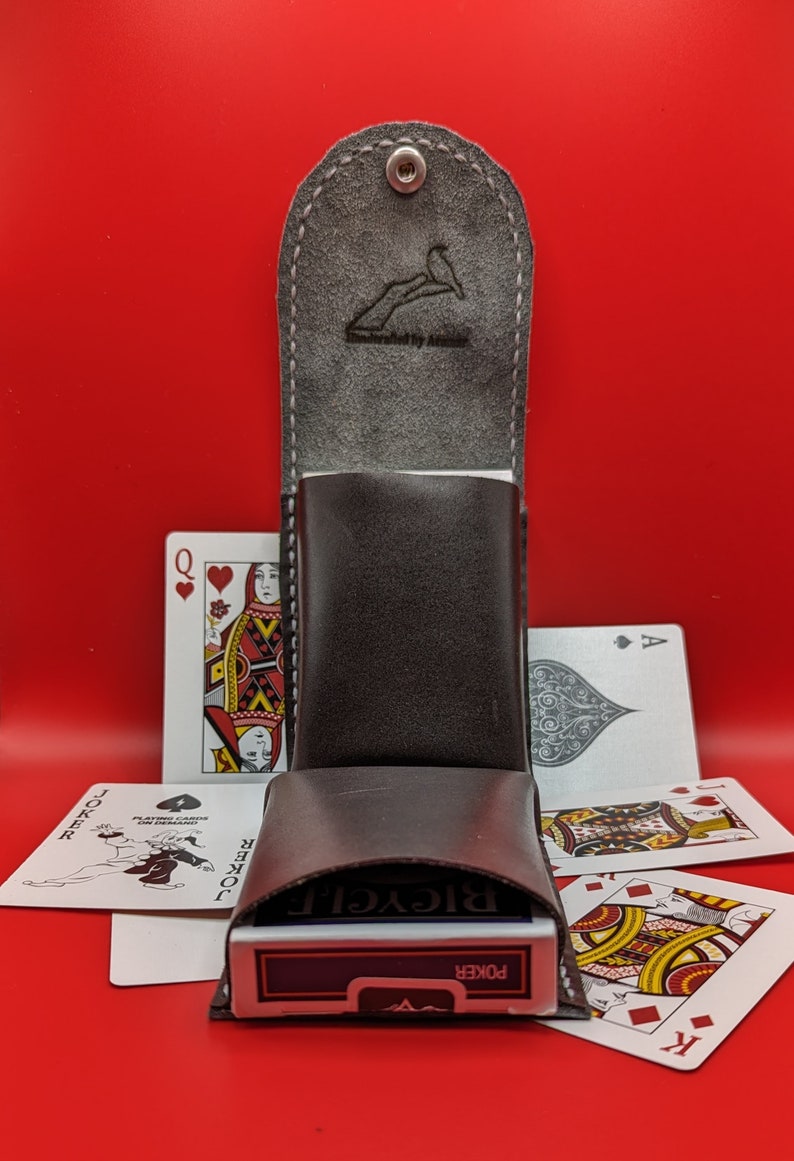 Leather Double Deck Playing Card Case Handmade 100 Genuine Leather Etsy