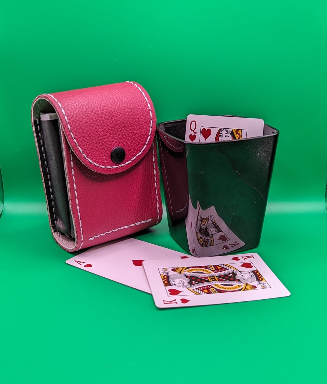 Leather Double Deck Playing Card Case Handmade 100 Genuine Leather Etsy