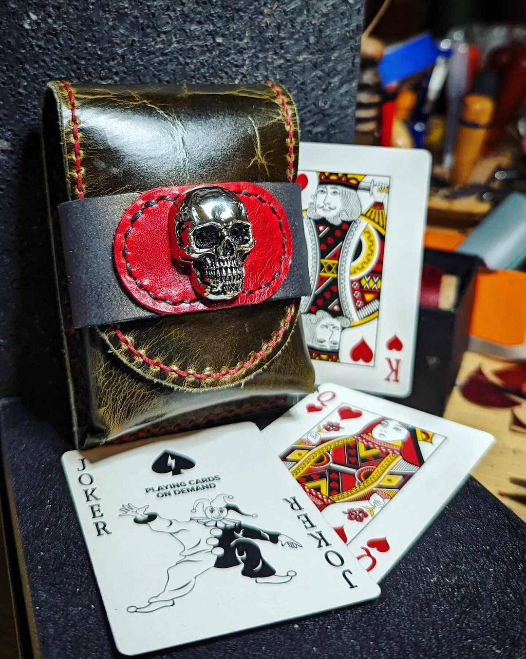 Leather Playing Cards Case Handmade 100 Genuine Leather Etsy