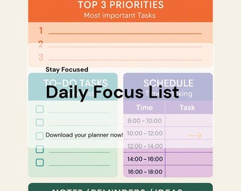 To-Do-Liste als PDF | Tagesplaner zum Ausdrucken | Fokus & Ziele setzen | Digitaler Download