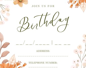 Spersonalizowane zaproszenie urodzinowe | Spersonalizowane zaproszenie cyfrowe | Zaproszenie na imprezę do druku | Szablon urodzinowy dla dzieci i dorosłych