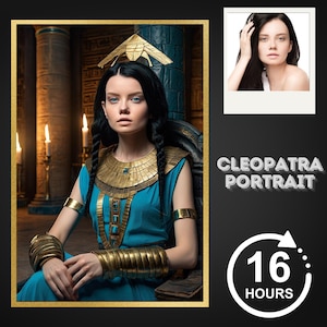 Ritratto personalizzato di Cleopatra da foto, principessa egizia, ritratto personalizzato della regina egiziana, ritratto di donna personalizzato, download digitale