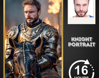 Custom Knight Portrait From Photo, Historical Portrait Art, Gift For Dad, Custom Man Portrait, Renaissance Portrait, Digital Download