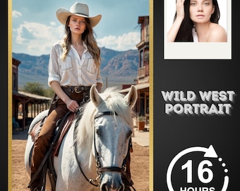 Custom Cowgirl Portrait From Photo, Custom CowGirl Portrait, Personalized Gift For Girlfriend, Custom Woman Portrait, Unique Gift For Wife
