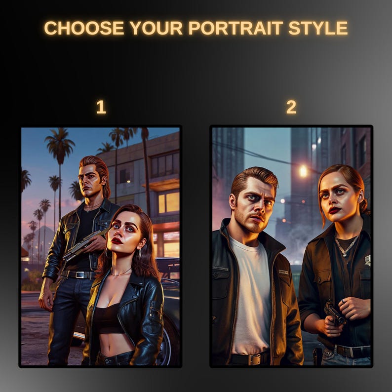 Custom GTA Style Portrait, Personalized Digital Artwork, Turn Your ...