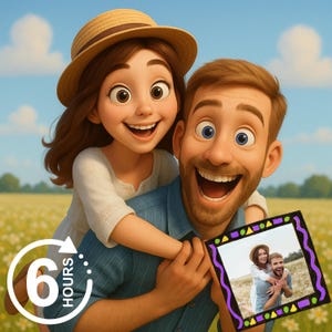 Retrato de desenho animado personalizado inspirado na Pixar, retrato digital 3D, torne-se um personagem da Pixar, família, casal, presente de aniversário