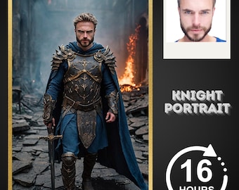 Custom Knight Portrait From Photo, Historical Portrait Art, Gift For Dad, Custom Man Portrait, Renaissance Portrait, Digital Download