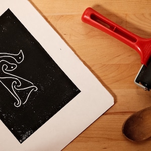 Pictish Flower original lino cut print