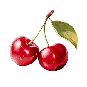 Cherry Clipart - 10 hoge kwaliteit jpg's - digitale planner, ongewenste tijdschriften, aquarel - commercieel gebruik - digitale download