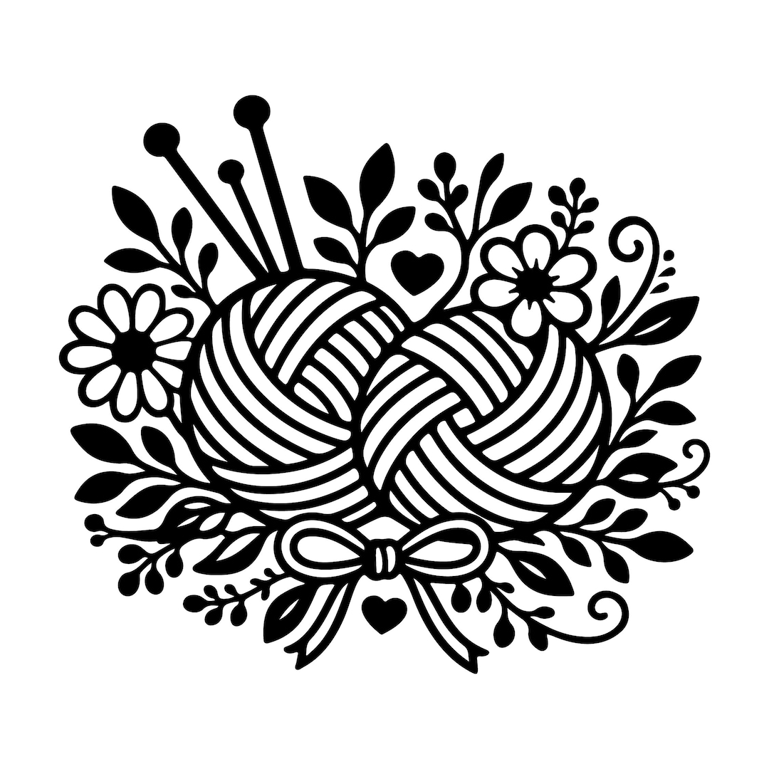 Floral Yarn SVG, Knitting Crochet Vector Clipart (digital Download - Etsy