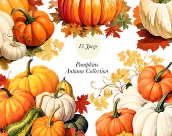 Autumn Pumpkin Clipart Collection: Fall Scrapbook Graphics (Jpeg)