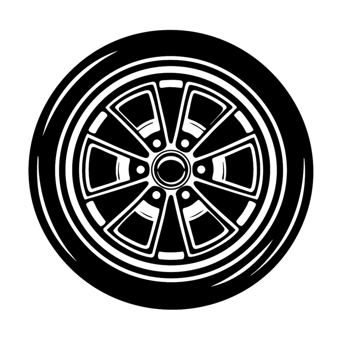Tyre Rim Image Template Car Wheel Rim SVG Minimalist Tire Automotive Icon Cricut Laser Cut ...