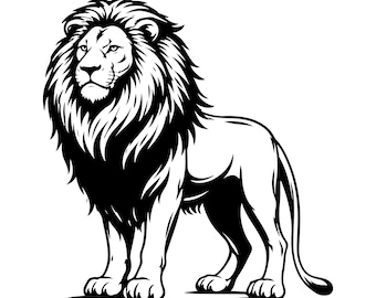 Lion SVG, Lion Silhouette, Lion Clipart, Lion Cut File, Lion Design, Lion Outline, Lion Artwork, Printable, Commercial Use