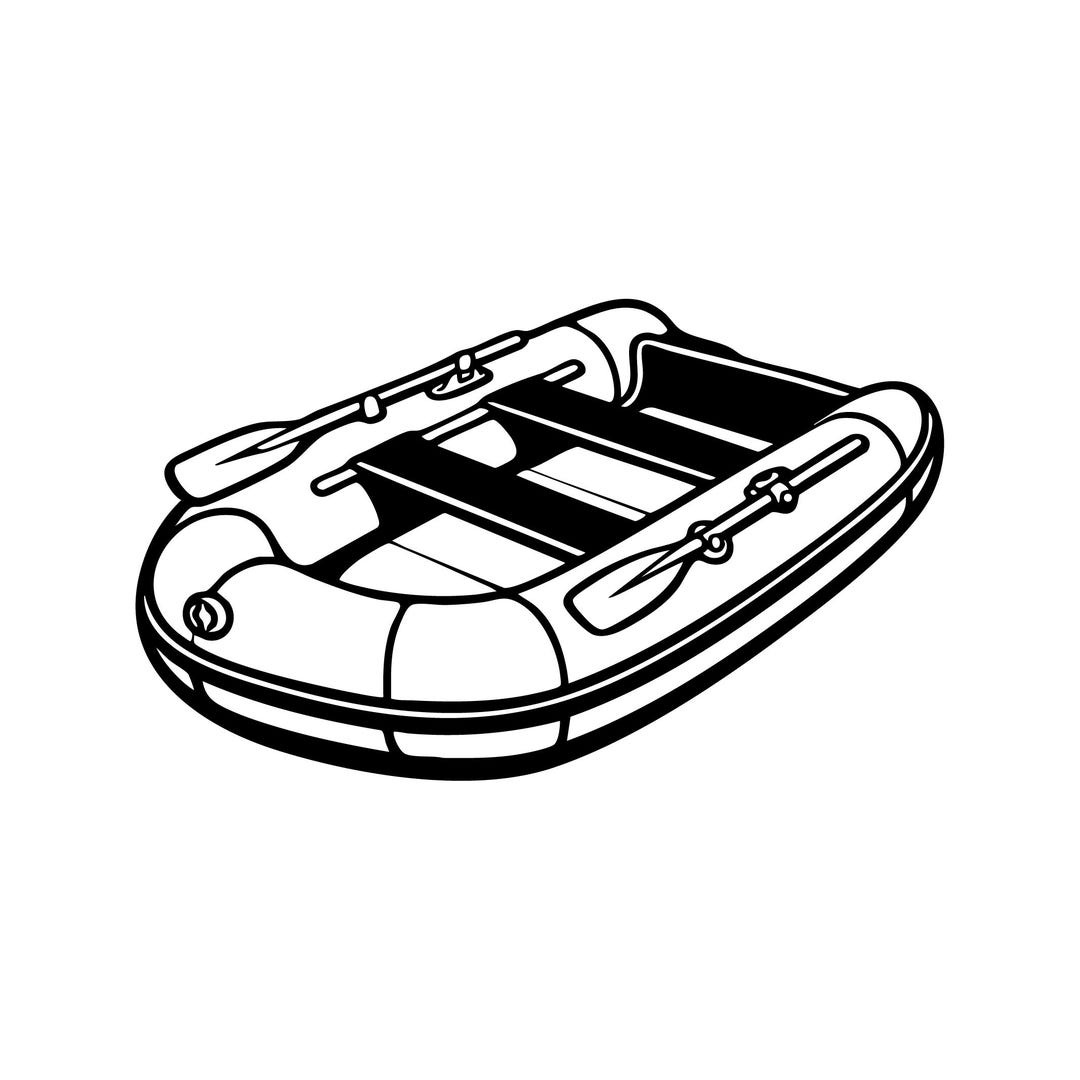 Inflatable Rubber Boat SVG: Boat Line-art Cut File (commercial Use) - Etsy
