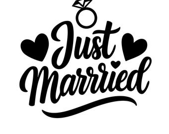 Just Married SVG: Bride and Groom Cut File (Commercial Use)