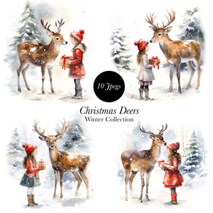Weihnachten Reh Clipart, Festliche Geschenke, Weihnachtsillustrationen, Weihnachten Reh Clipart, süsses Reh Clipart, Planer, DIY Scrapbook