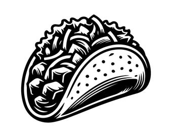 Taco-illustratie vectorkunst | Lasergesneden/graveerbestanden (digitale download)