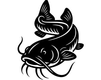 Catfish Illustration SVG – Freshwater Fish Cut File (Commercial Use)