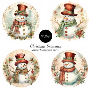 Christmas Snowman Clipart: Festive Illustrations (Digital Download)