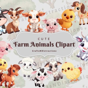 Cute Farm Animals Clipart, Farm Animals Digital Clipart, Farm Animals, 300dpi PNG