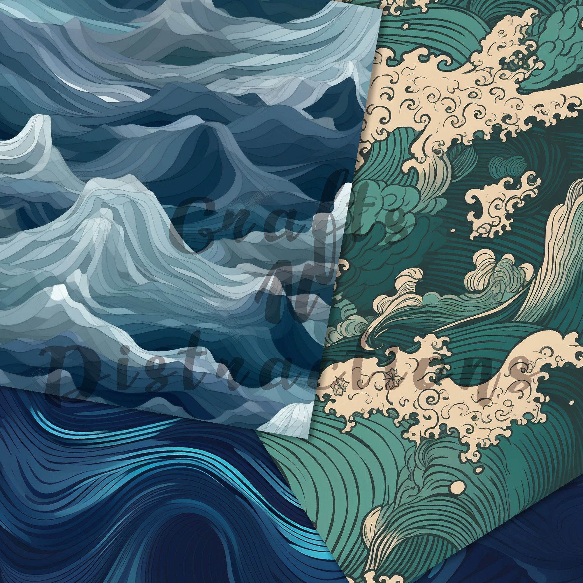 Digital Scrapbook Paper Set - Printable Backgrounds - Ocean Backgrounds ...