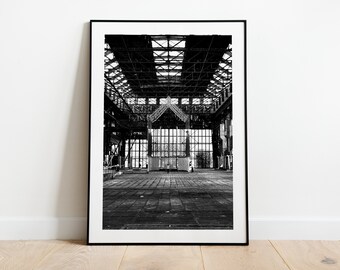 Shelter in a Warehouse, Amsterdam, Digital Prints, Wall Art, Decor, Black & White Street Photography, Ready-made to print out for any ratio.