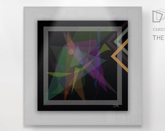 Colorful Printable Abstract Wall Art "The elephant's memory" - Digital High Quality Handmade Artwork - Square | Black background