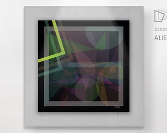 Colorful Printable Abstract Wall Art "Alien" - Digital High Quality Handmade Artwork - Square | Black background