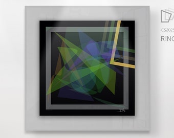 Colorful Printable Abstract Wall Art "Ring around the rosie" - Digital High Quality Handmade Artwork - Square | Black background
