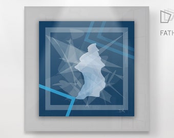 Colorful Printable Abstract Digital Art "Father's shadow" - Digital High Quality Handmade Artwork - Square | Blue