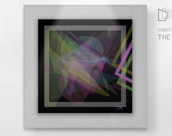 Colorful Abstract Wall Art "The drunk ghost" - Digital High Quality Handmade Artwork - Square | Black background