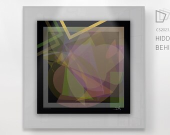 Colorful Printable Abstract Digital Art "Hidden path behind the mountains" - Digital High Quality Handmade Artwork - Square | Black