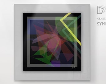 Colorful Abstract Wall Art "Symbiosis" - Digital High Quality Handmade Artwork - Square | Black background