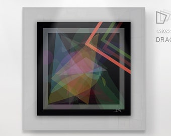 Colorful Abstract Wall Art "Dragonfly" - Digital High Quality Handmade Artwork - Square | Black background