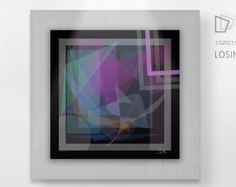 Colorful Abstract Wall Art "Losing my front wheel" - Digital High Quality Handmade Artwork - Square | Black background