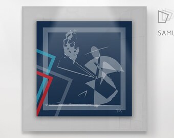 Colorful Printable Abstract Digital Art "Samurai's fury" - Digital High Quality Handmade Artwork - Square | blue