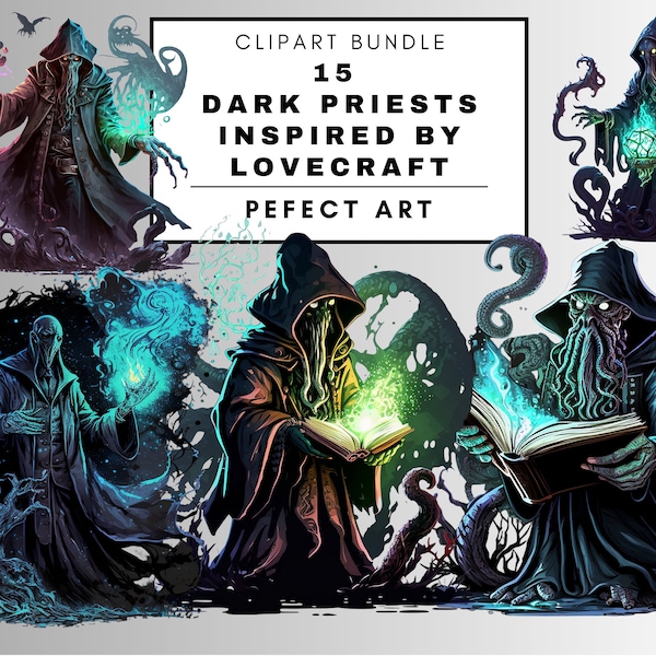 Dark Priests Cthulhu Clipart Transparent PNG Pack, Full Commercial Use & Instant Download