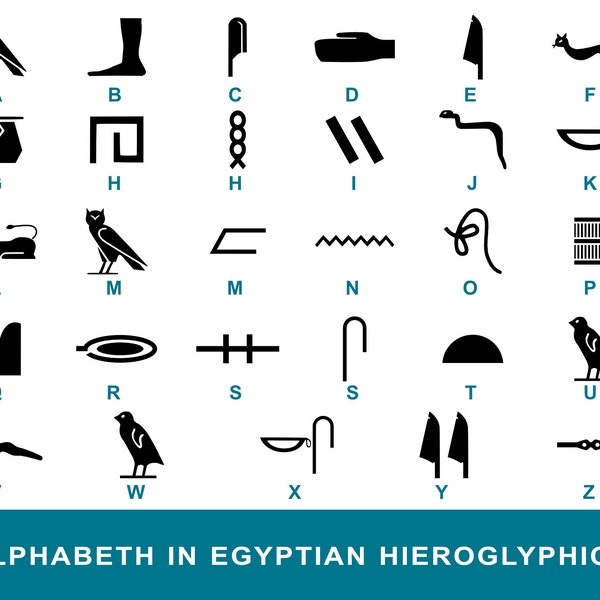 Egyptian Hieroglyphics Alphabet Digital symbols swg Signs eps bundle 29 drawings in 3 formats png