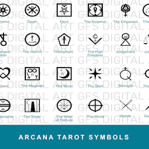 Arcana Tarot symbols swg Signs eps bundle 31 drawings in 3 formats png