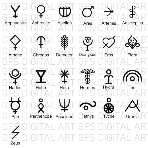 Greek mythological symbols swg gods eps bundle 25 drawings in 3 formats eps